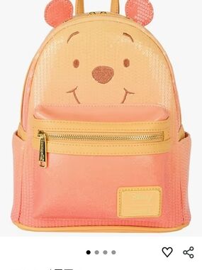 LOUNGEFLY Disney ORANGE and Yellow Winnie the Pooh Sequin Mini Backpack